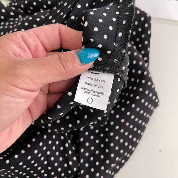 Flynn Skye (1) Polka Dot Wide Leg Rayon V-Neck Jumpsuit Black - Picture 9 of 11